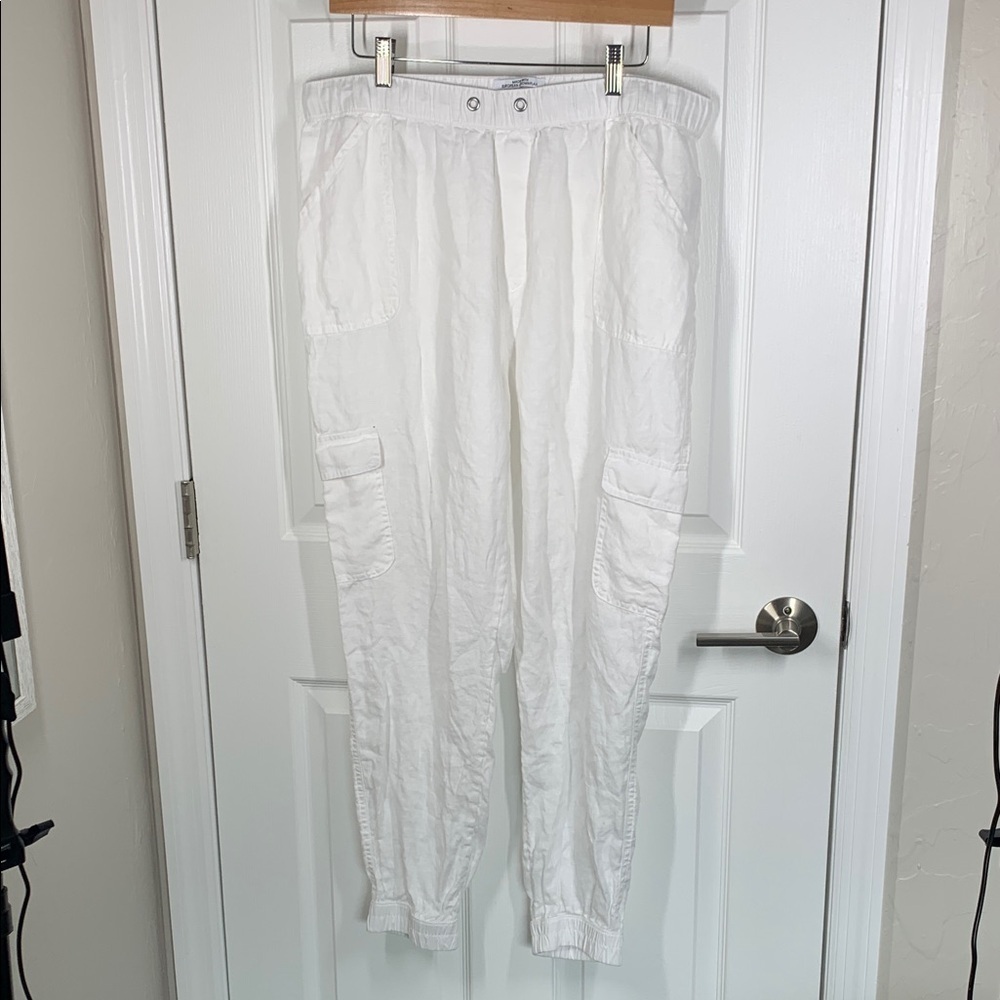 Nicole Miller white linen cargo jogger pants size XL